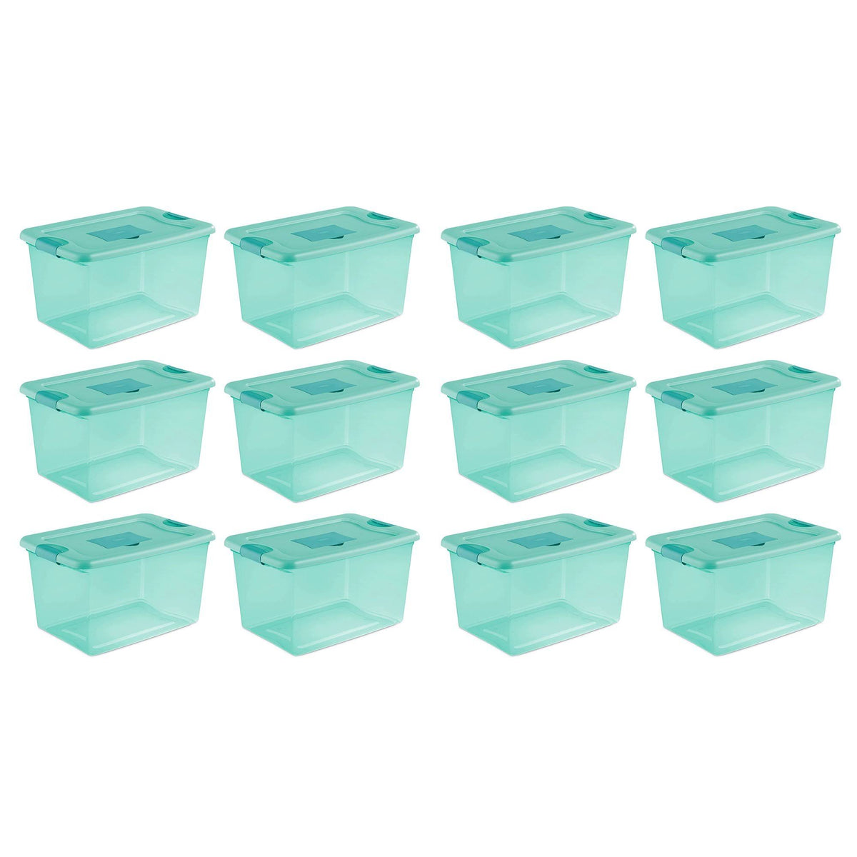 64 Quart Stackable Plastic Storage Box Container 12 Pack P979