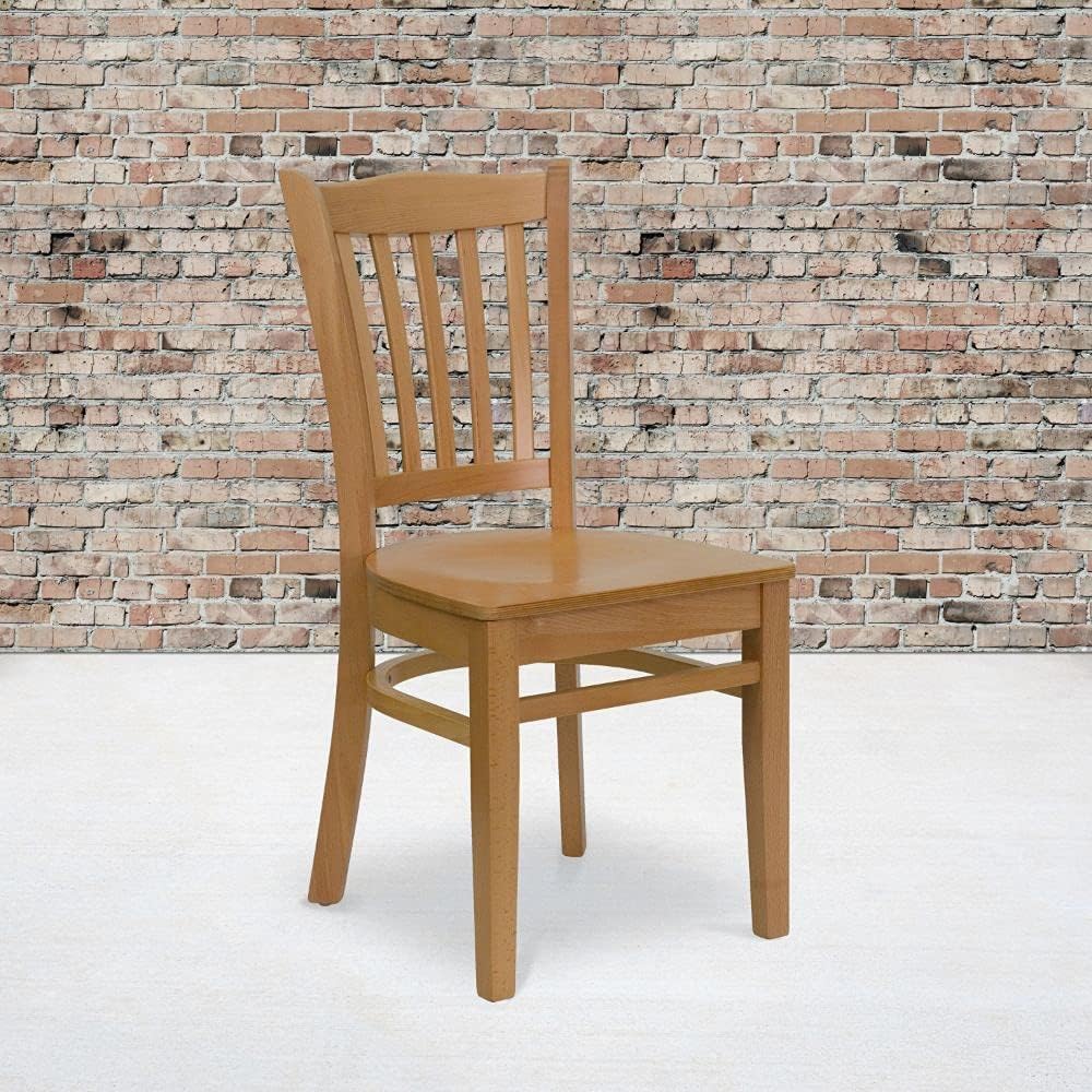 Walnut Wood Vertical Slat Back Chair with Black Vinyl Seat B944