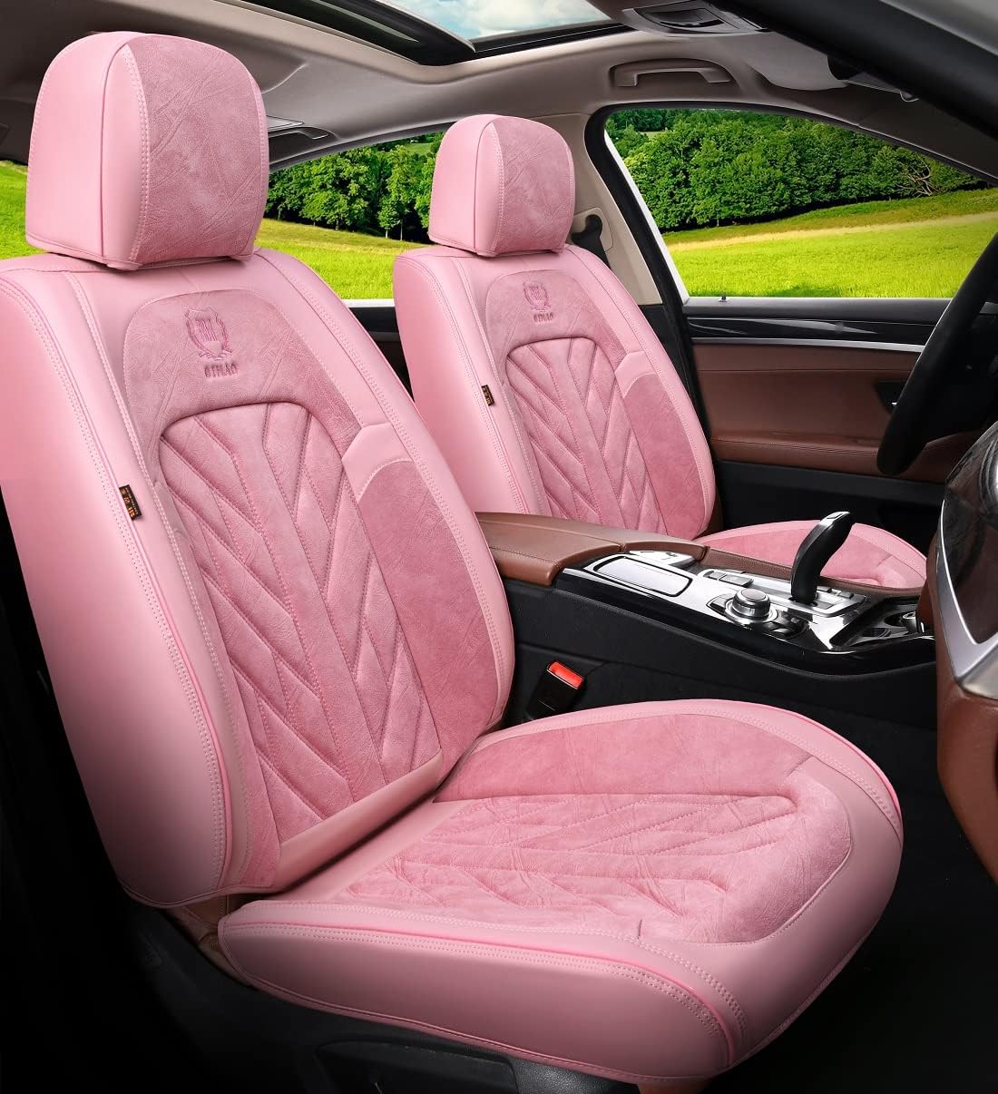 Pink 5-Seater Full Set Universal Car Seat Covers Y52486