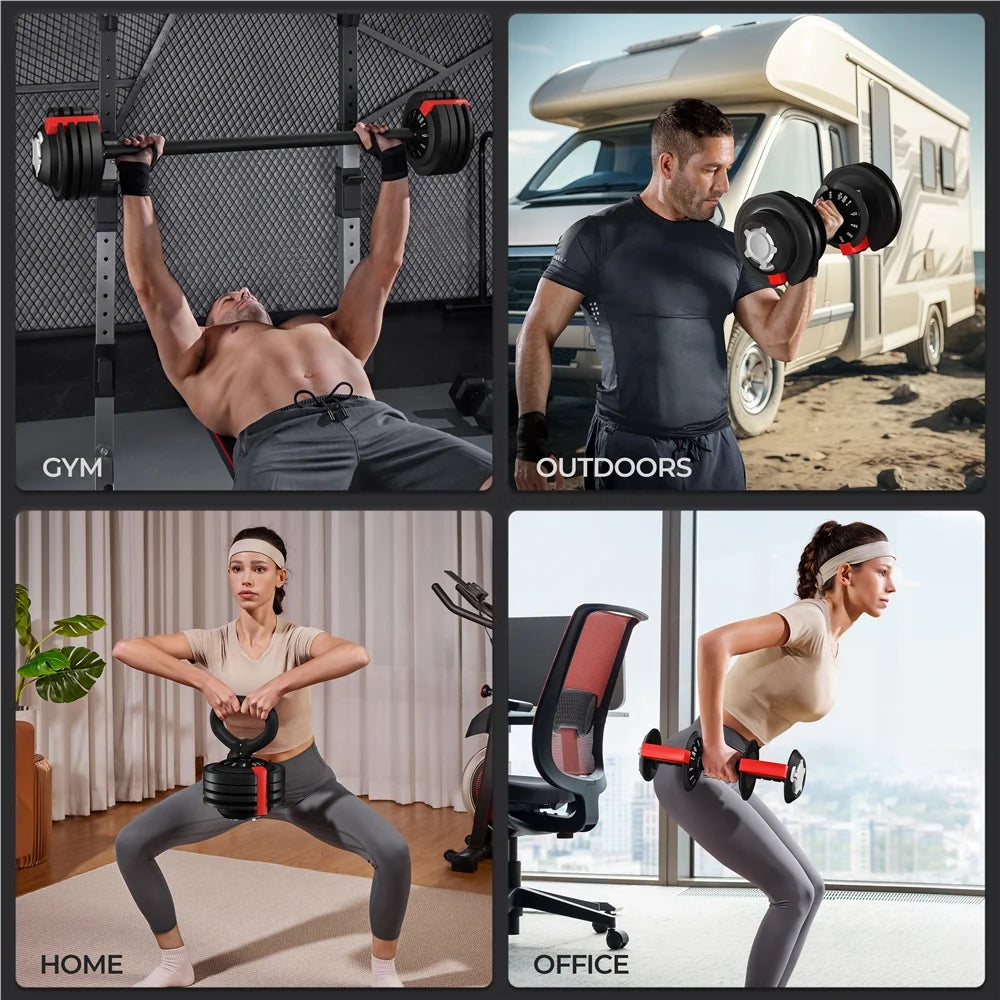 3-In-1 Quick-Adjust Dumbbell Weight Set Black W11380