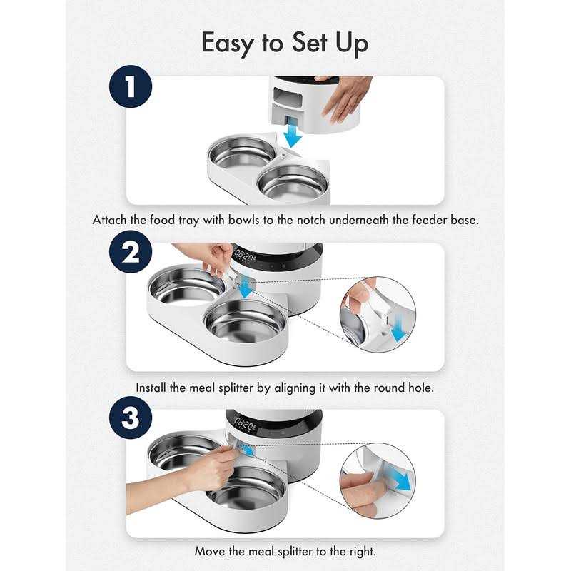 Automatic Pet Food Splitter with Stainless Steel Bowls E10432