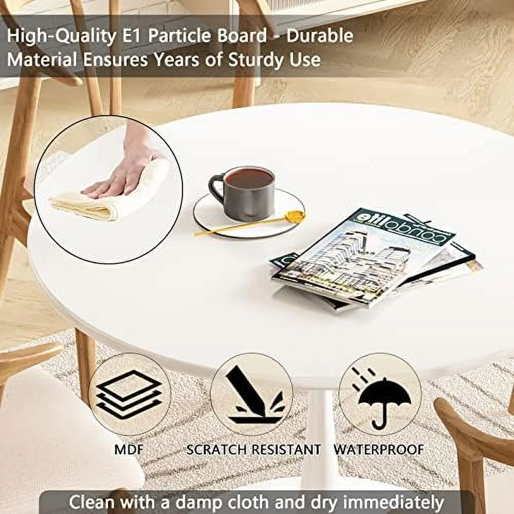 Black Round Dining Table 31.5" with Pedestal Base N644