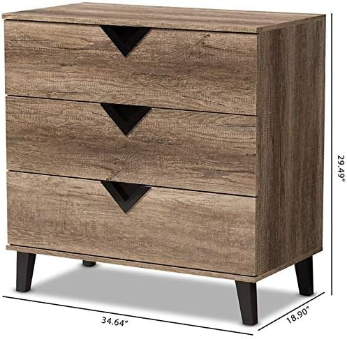 Light Brown Wood 3-Drawer Chest P4577
