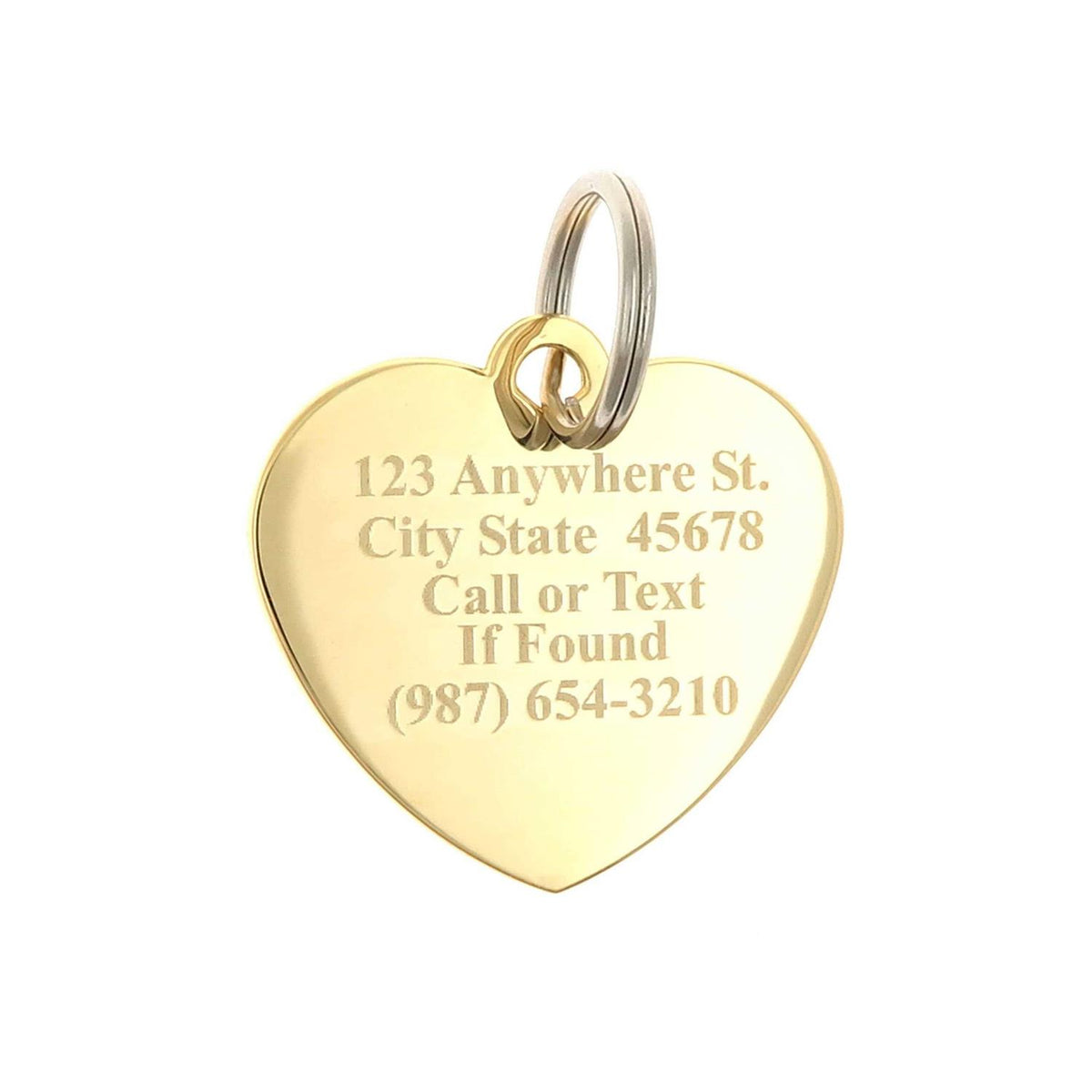 Custom Engraved Gold-Plated Heart Rhinestones Pet ID Tag G5867