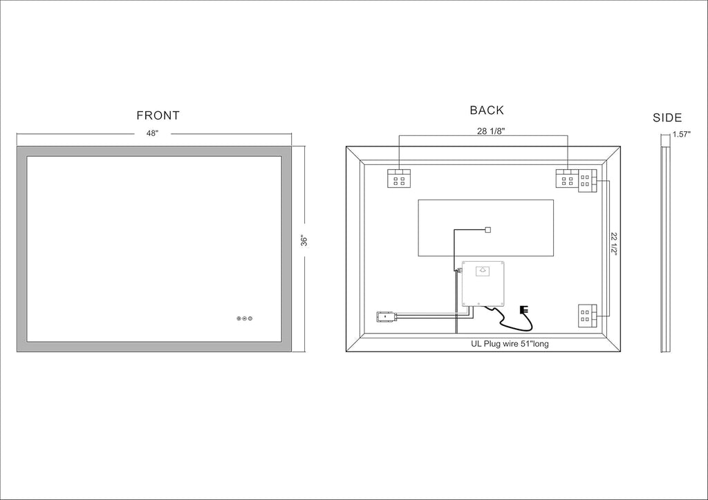 48x36 inch Wall Mounted LED Lighted Bathroom Mirror L814480