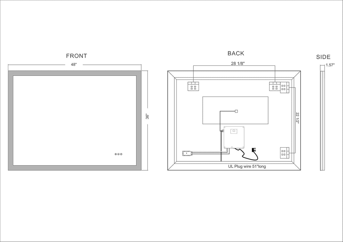 48x36 inch Wall Mounted LED Lighted Bathroom Mirror L814480