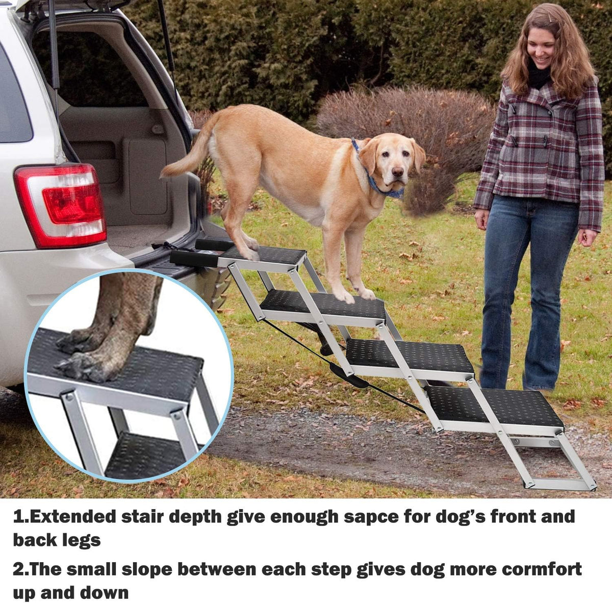 Folding 6 Steps Pet Dog Car Stairs E95152