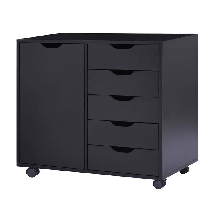 Black 5-Drawer Storage Cabinet with Shelves N9305