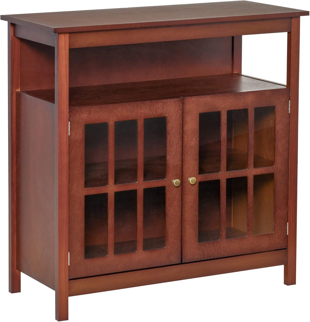 Cherry Wood Kitchen Storage Sideboard Cabinet with Glass Door Z947