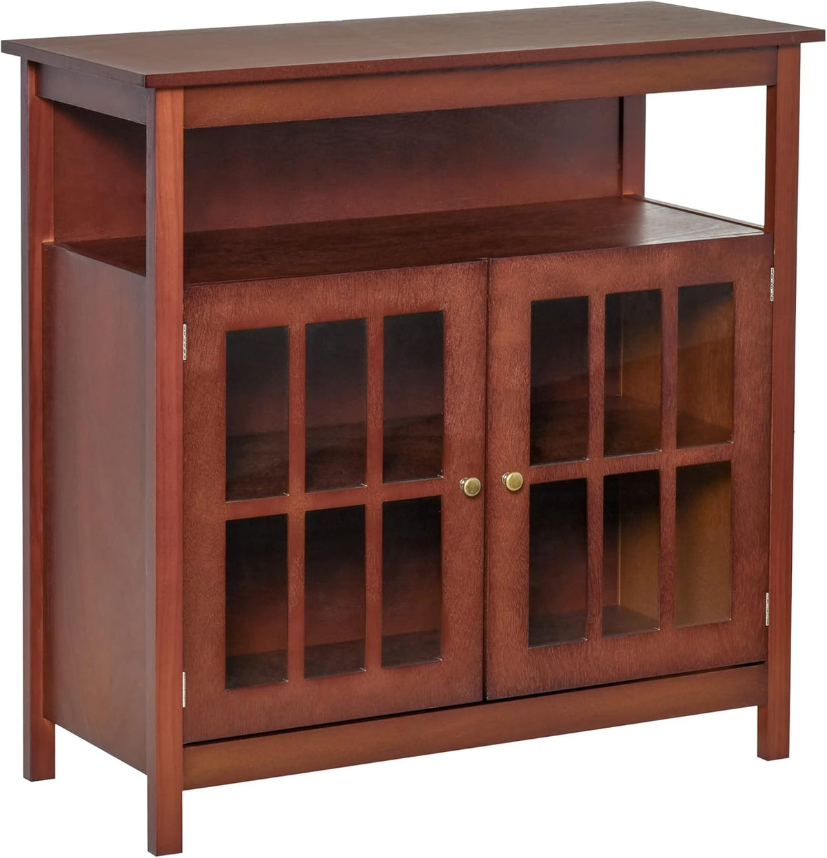 Cherry Wood Kitchen Storage Sideboard Cabinet with Glass Door Z947