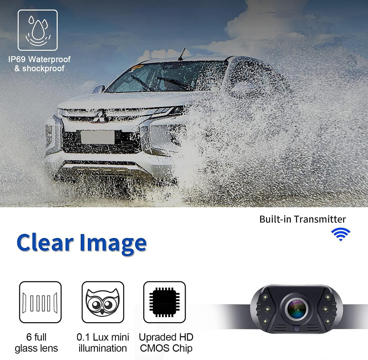 HD 1080P Wireless Backup Camera with 5 Inch Split Screen P1150