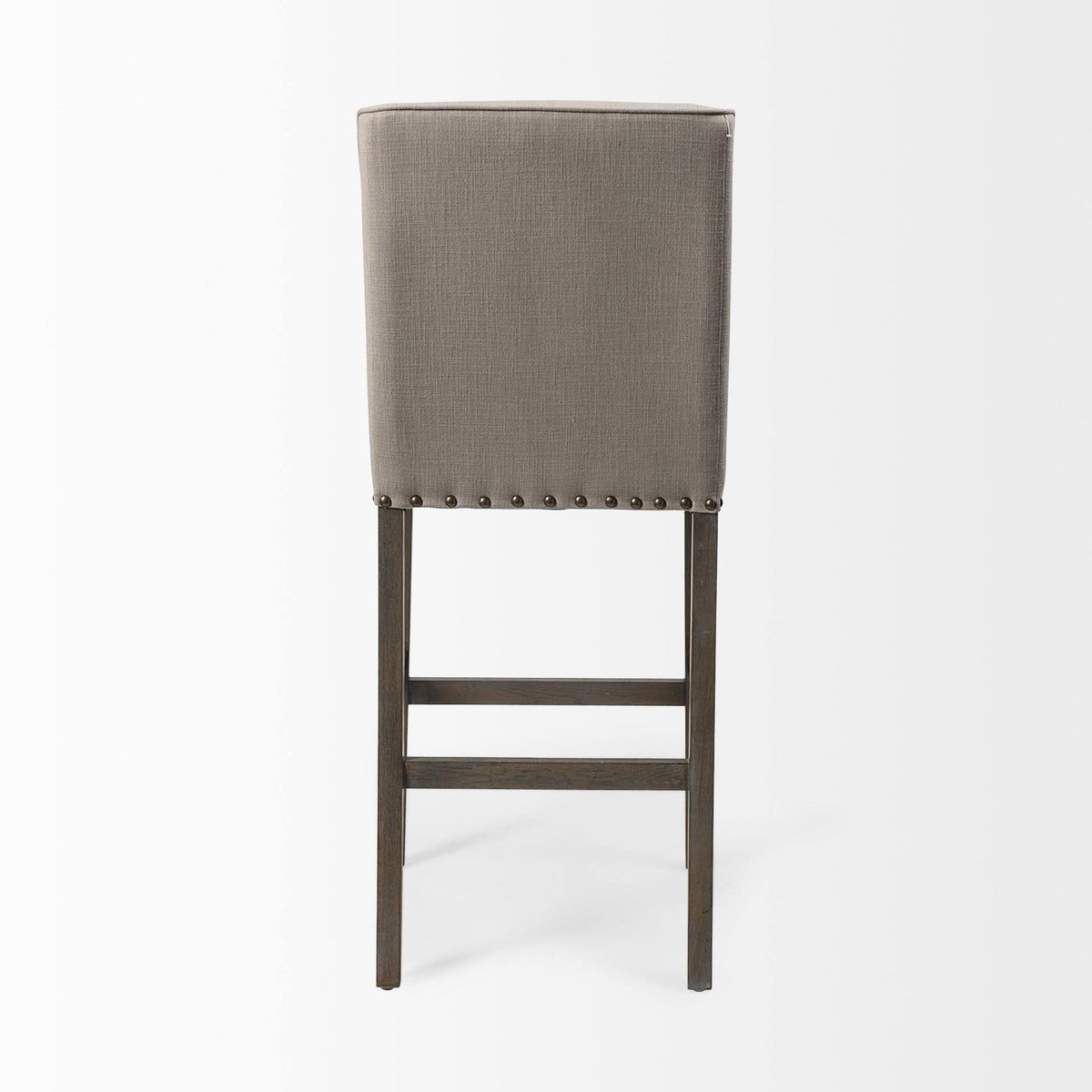 Beige Fabric Brown Wood Base Stool N53951