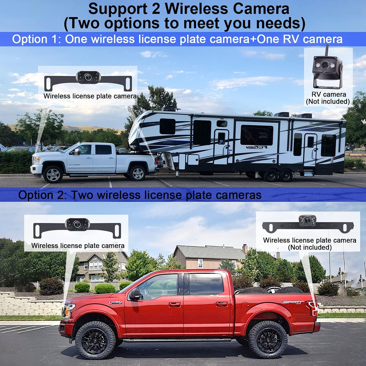 HD 1080P Wireless Backup Camera with 5 Inch Split Screen P1150