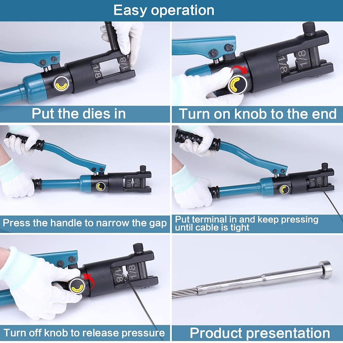 Hydraulic Hand Crimper Tool for Stainless Steel Cable Railing Y20630