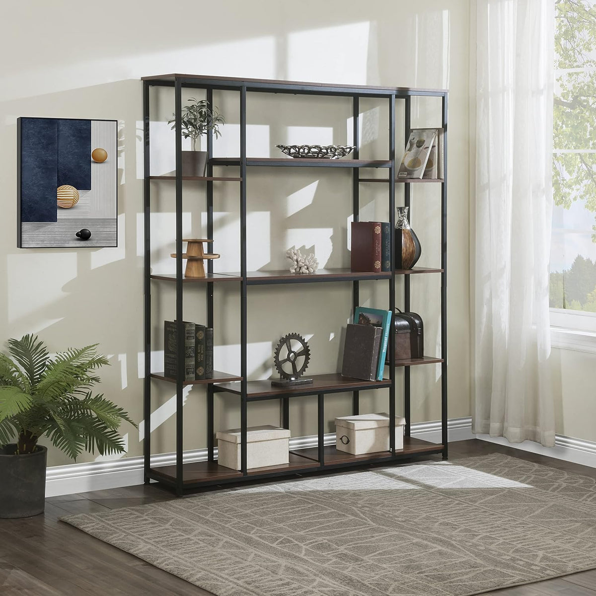 5 Tier Black Metal Bookcase K9577