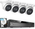 4K 8CH PoE Security Camera System with 4K IP67 Weatherproof Metal Turret Dome Cameras and 2TB HDD W5513