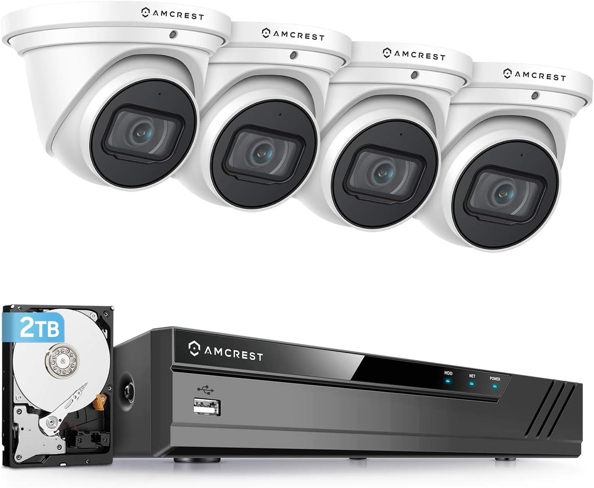 4K 8CH PoE Security Camera System with 4K IP67 Weatherproof Metal Turret Dome Cameras and 2TB HDD W5513