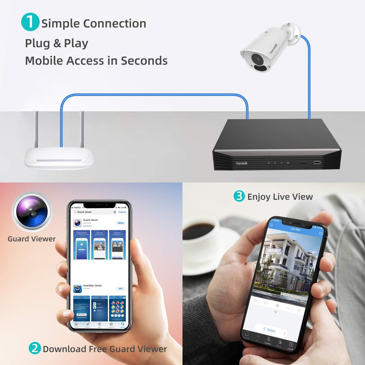 4K PoE Security Camera System 8MP 8CH 4Pcs Wired IP Cameras with Night Vision 2TB Hard Drive T310370