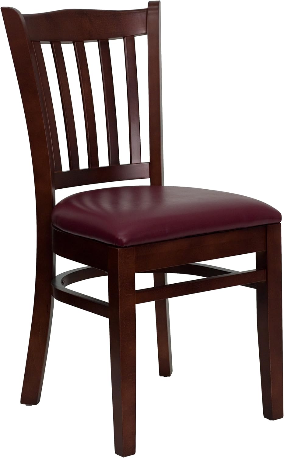Walnut Wood Vertical Slat Back Chair with Black Vinyl Seat B944