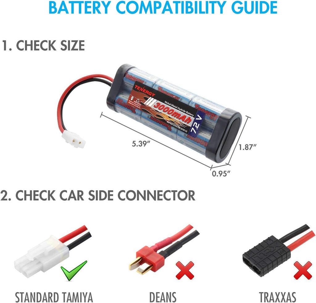 2 Pack 7.2V 3000mAh NiMH Battery Packs with Charger A55042
