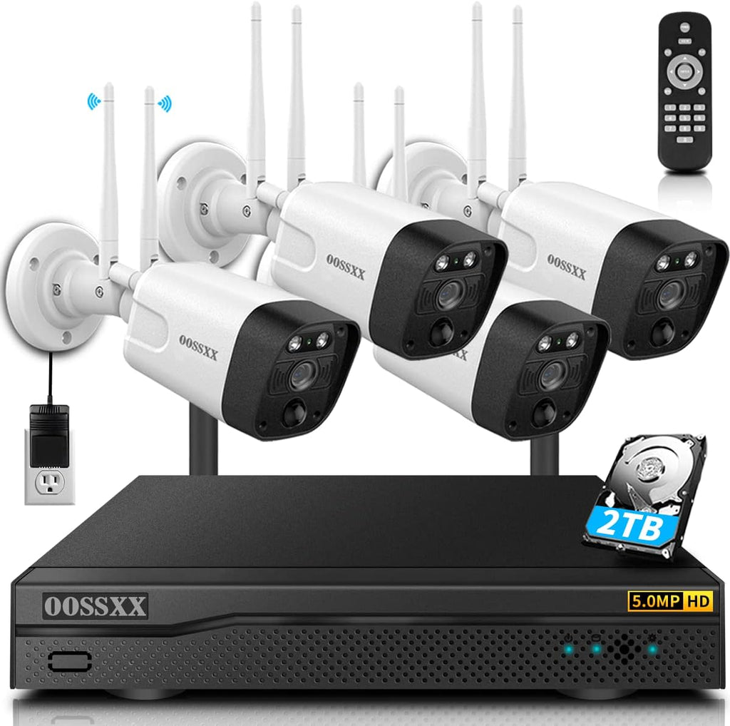 2K Wireless Security Camera System with 2TB Hard Drive, 4Pcs Outdoor Cameras, Audio, Night Vision S754973