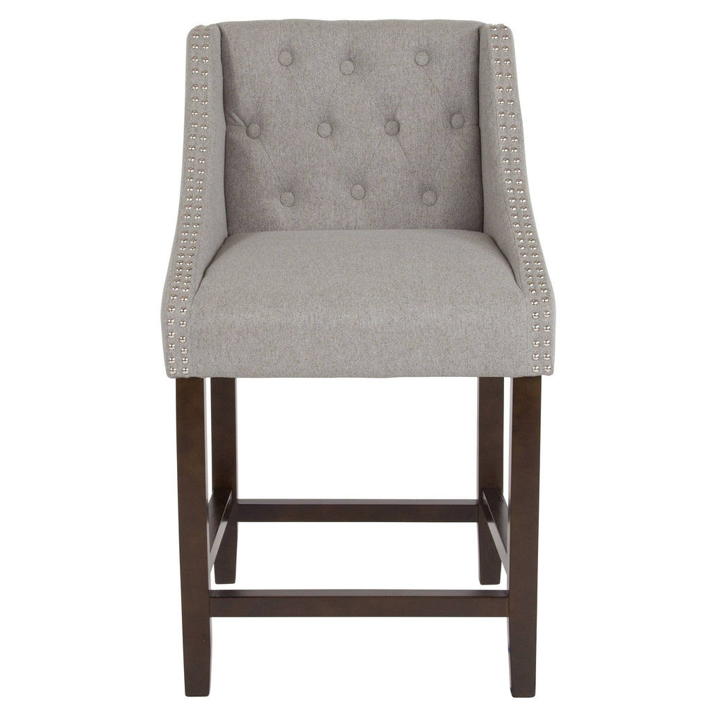 Light Gray Fabric Tufted Counter Height Stool G8212