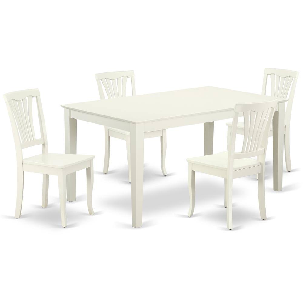 5pc White Rectangular 60 inch Table and 4 Chairs N7773