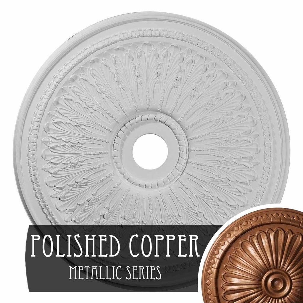Oakleaf Ceiling Medallion Hand-Painted Polished Copper Z317658