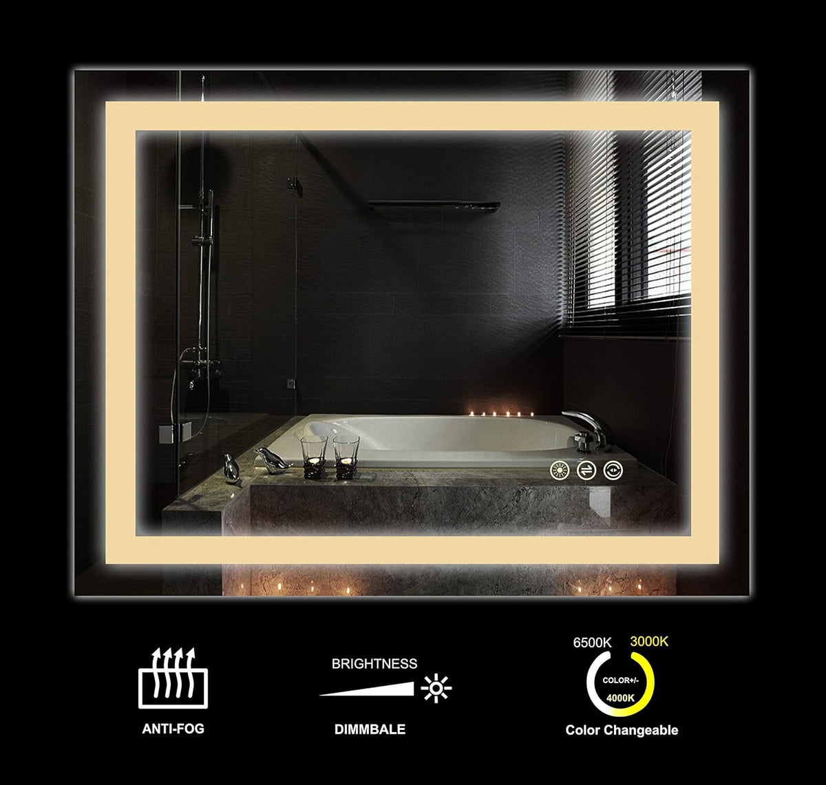 48x36 inch Wall Mounted LED Lighted Bathroom Mirror L814480