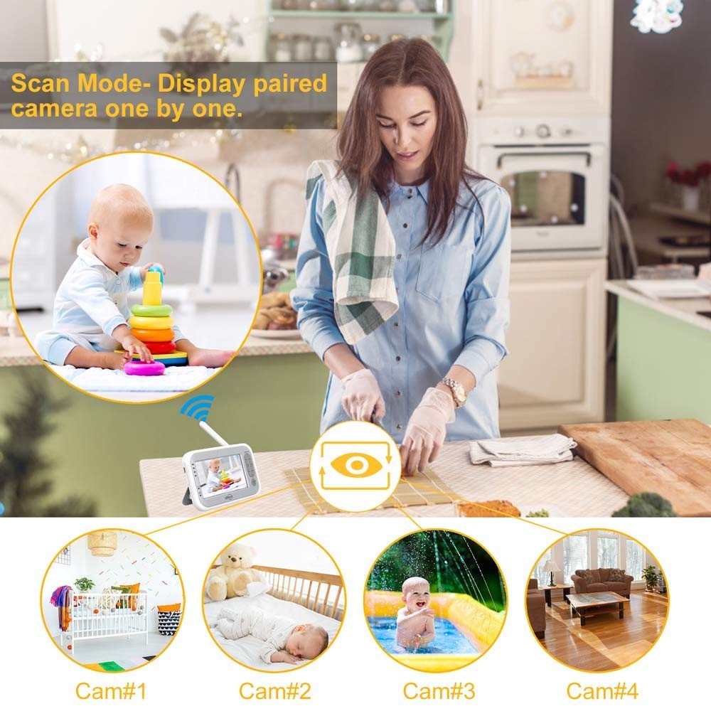 Video Baby Monitor with Two Cameras and 4.3 LCD W923