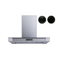 36 in. Convertible Island Mount Range Hood in Stainless Steel and Glass with Baffle Filters and Carbon Filters A62042