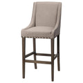 Beige Fabric Brown Wood Base Stool N53951