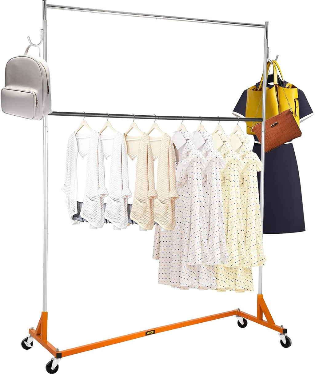 Height Adjustable Rolling Steel Garment Rack with Lockable Casters Y81043