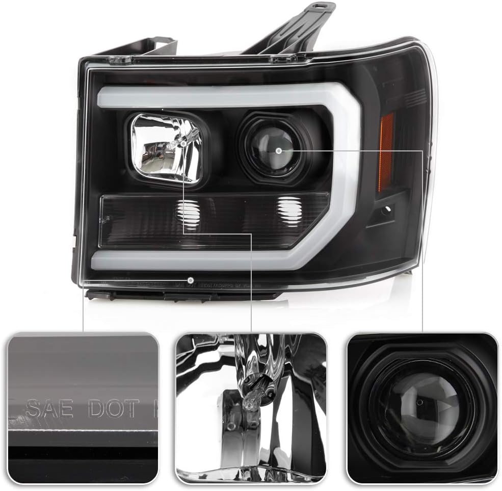 Black LED Tube Projector Headlights L937967