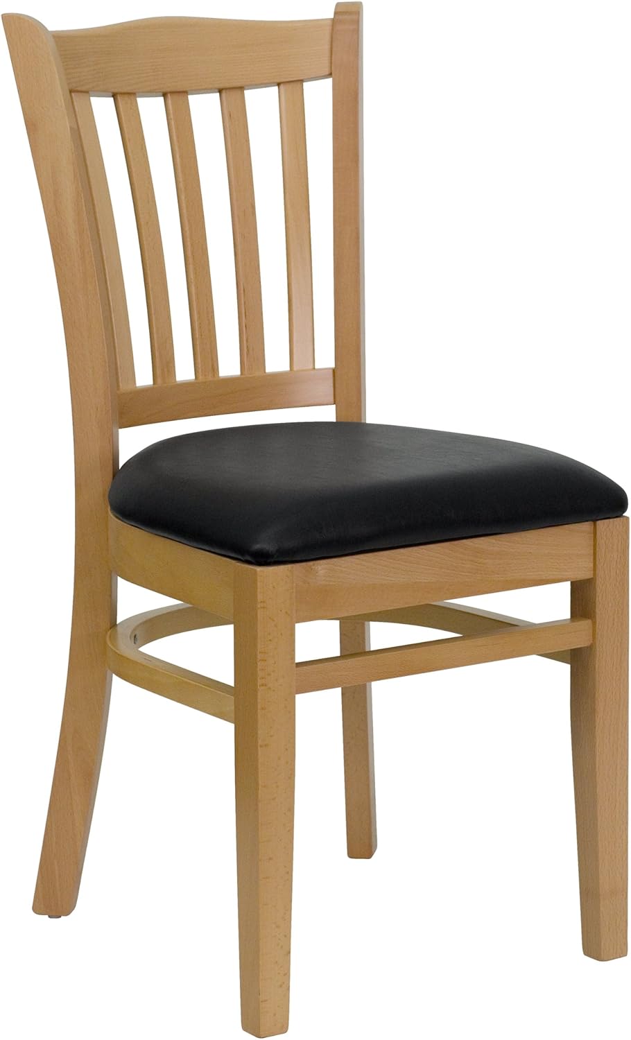 Walnut Wood Vertical Slat Back Chair with Black Vinyl Seat B944