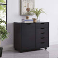 Black 5-Drawer Storage Cabinet with Shelves N9305