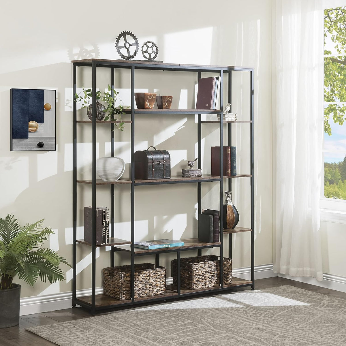 5 Tier Black Metal Bookcase K9577