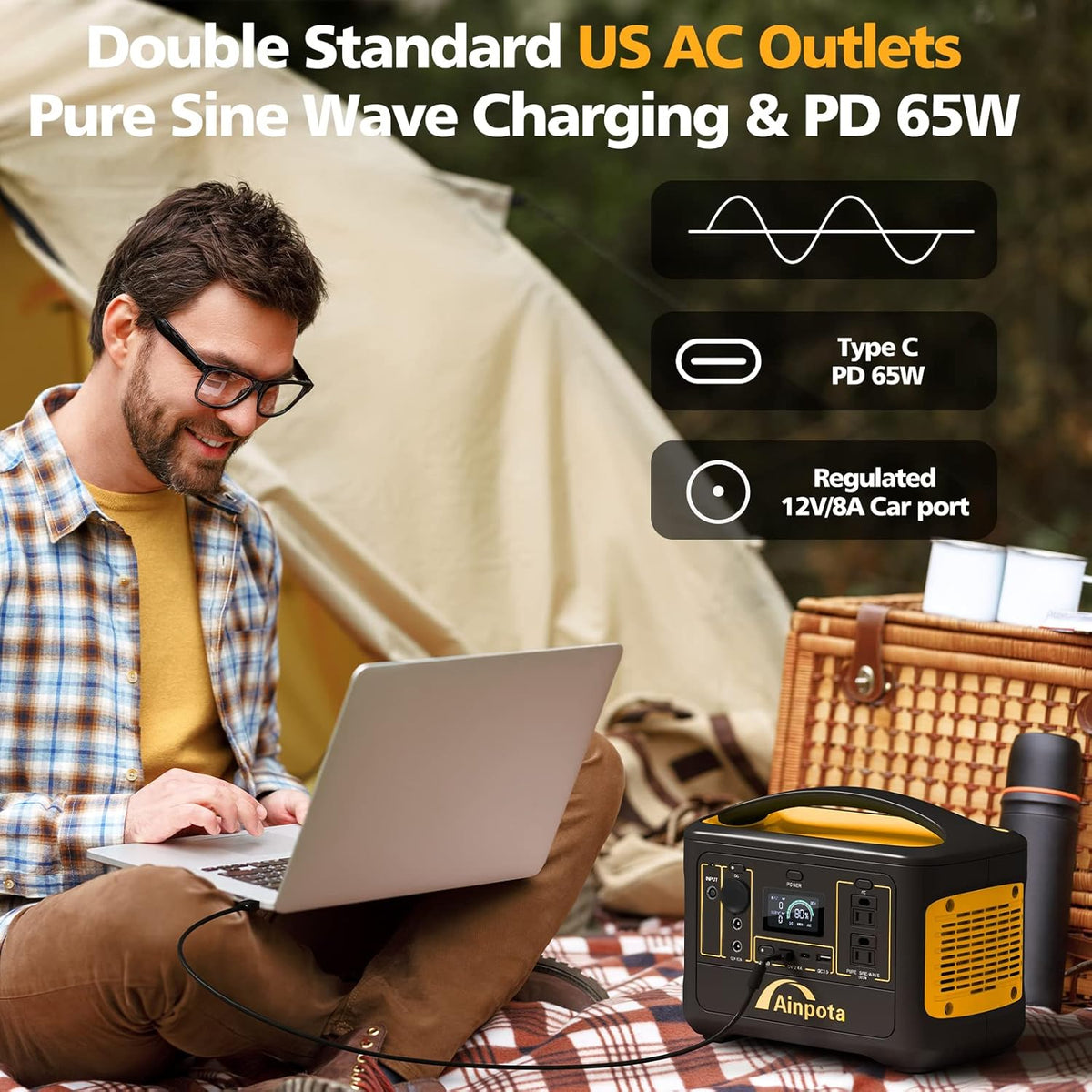 300W Portable Power Station 278Wh Lithium Battery with 110V AC Outlets B602327