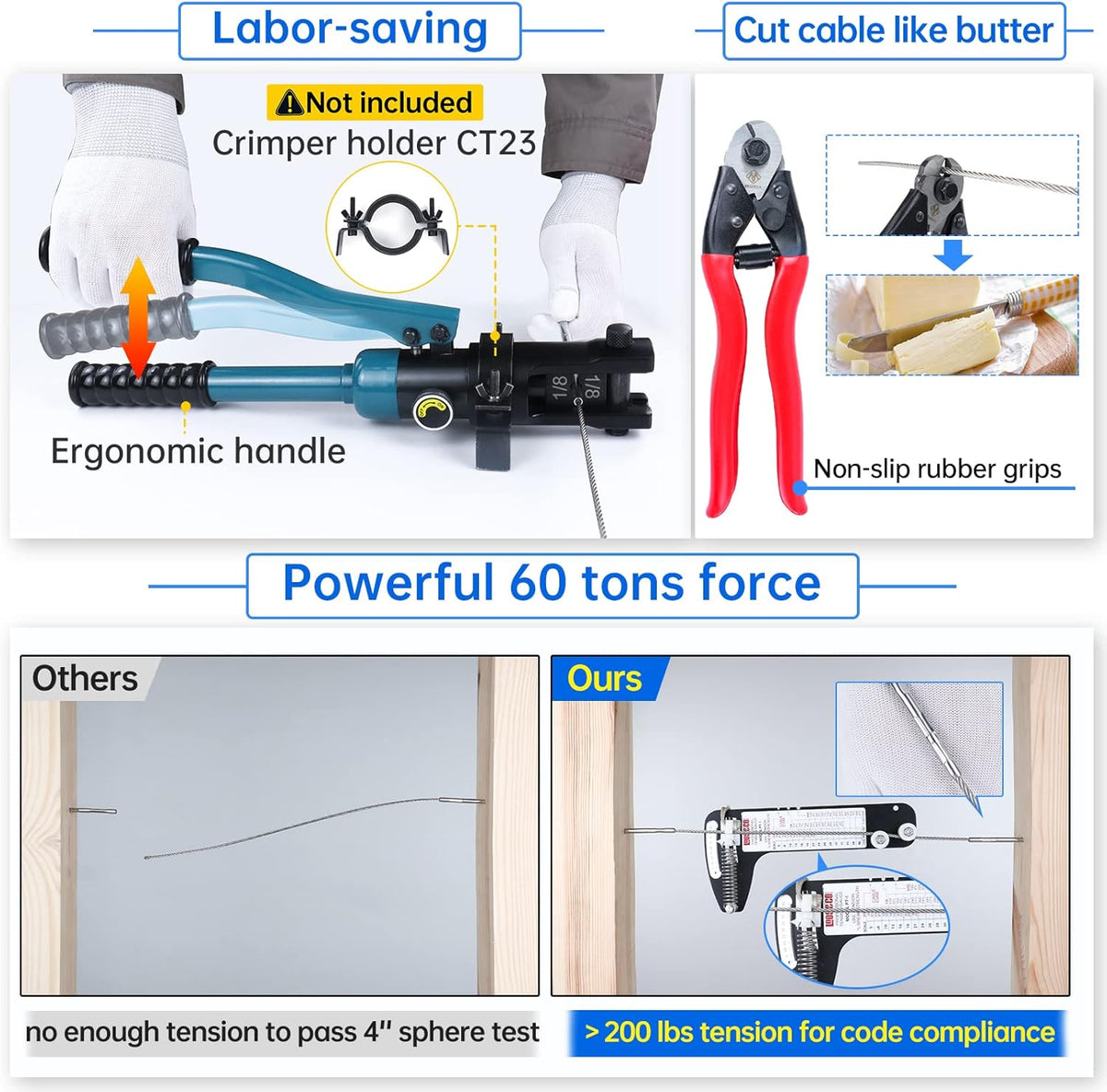 Hydraulic Hand Crimper Tool for Stainless Steel Cable Railing Y20630