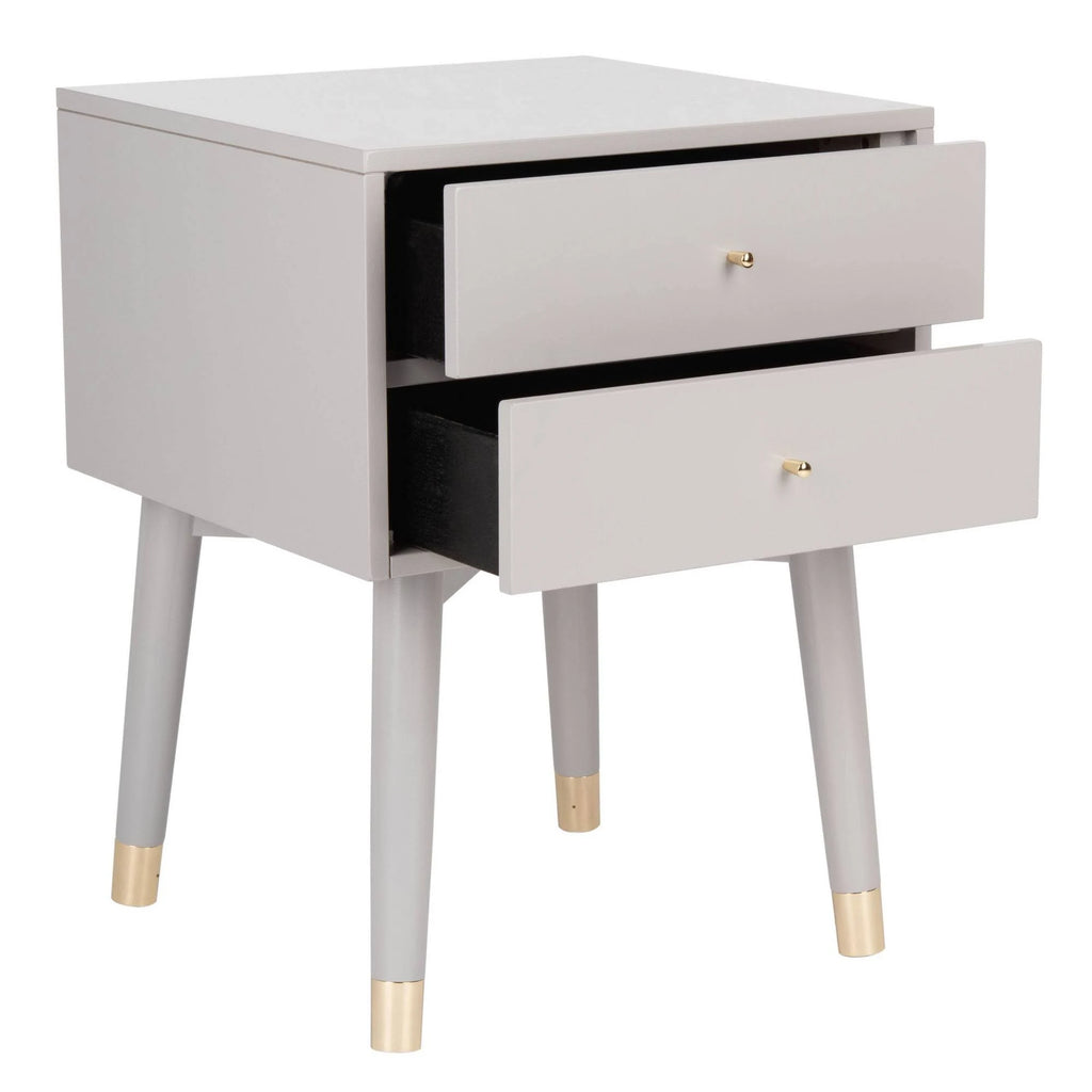 Grey Gold Mid Century Nightstand L279