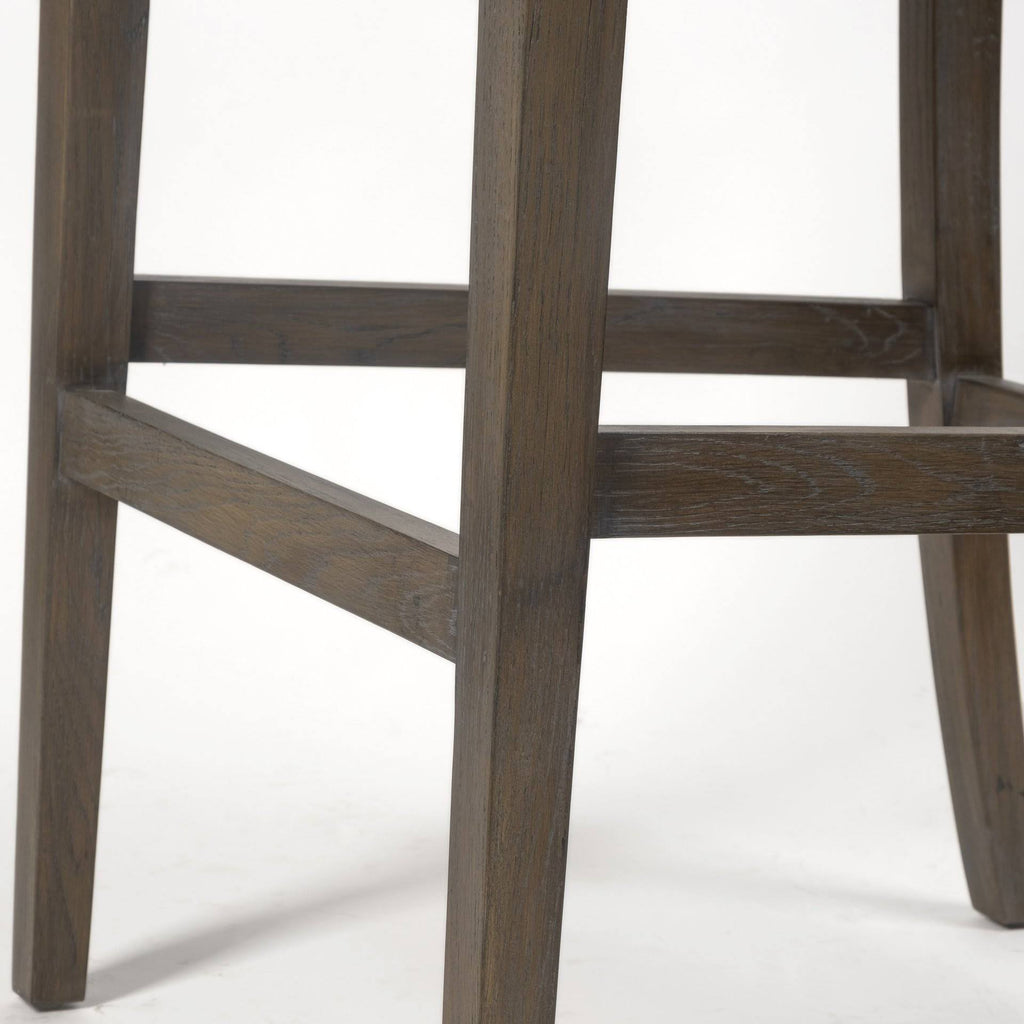 Beige Fabric Brown Wood Base Stool N53951