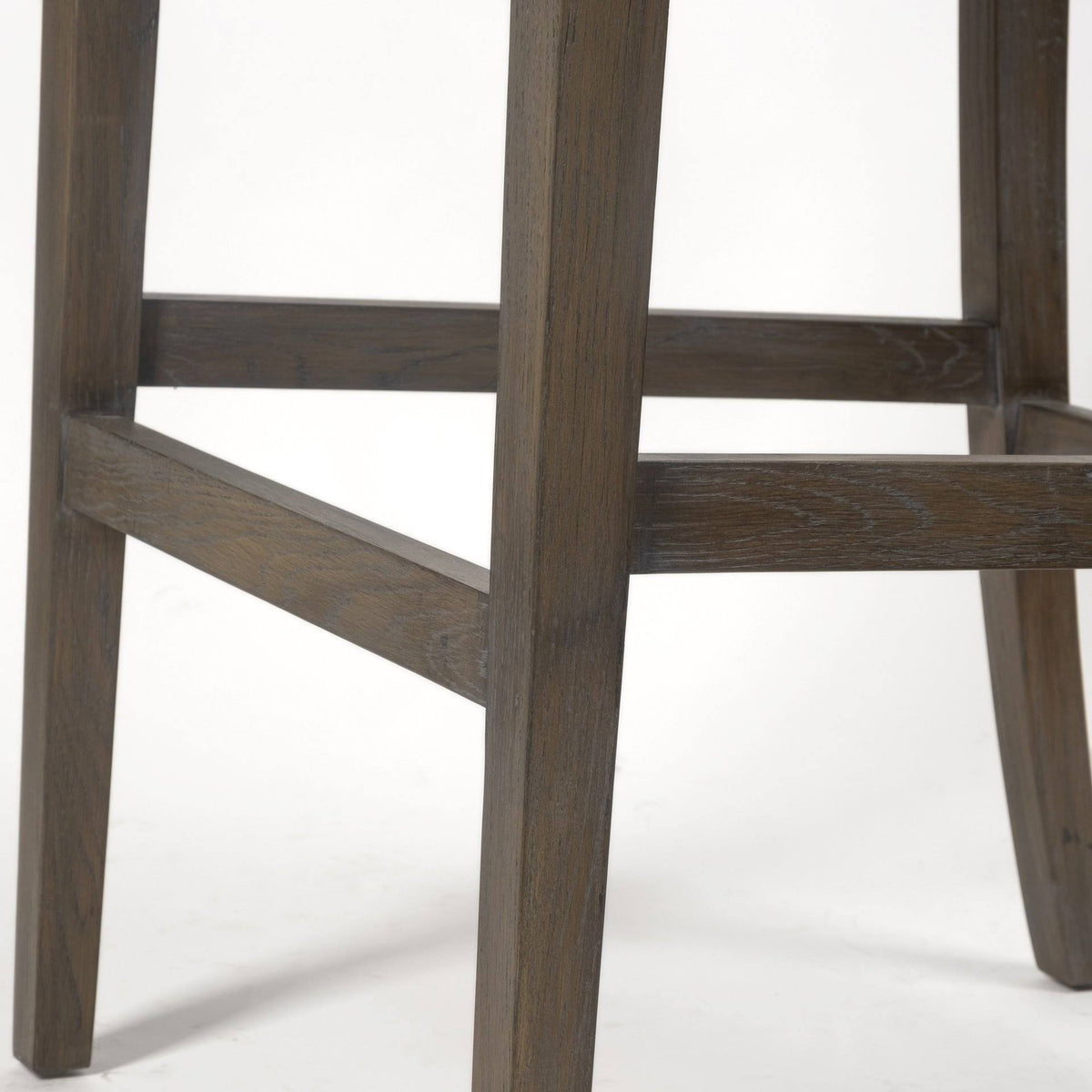 Beige Fabric Brown Wood Base Stool N53951