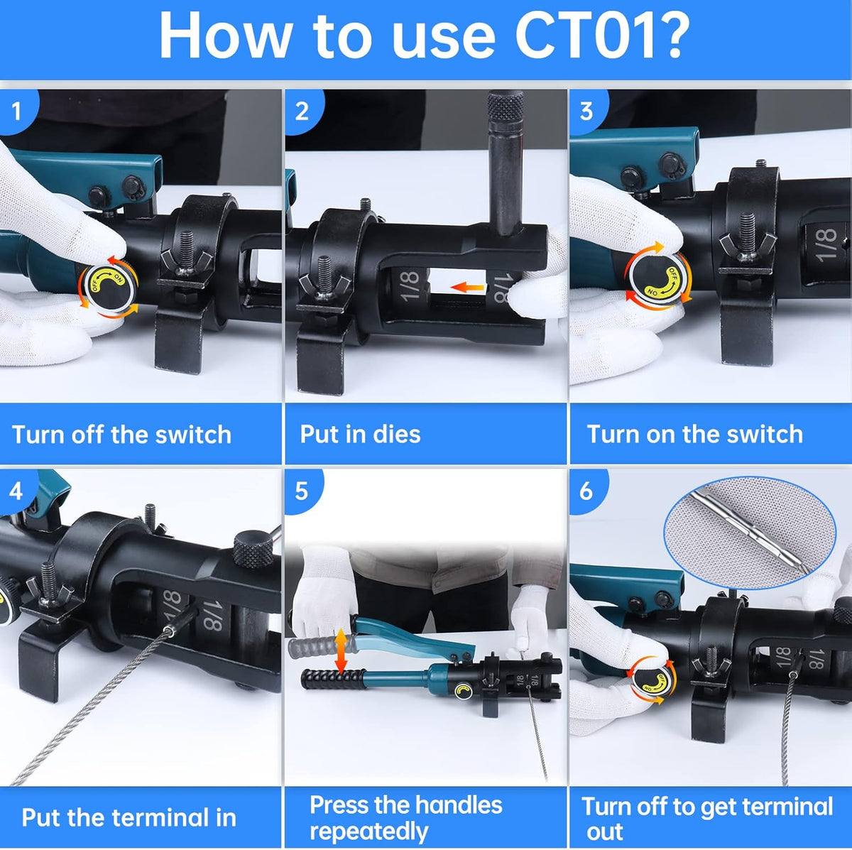 Hydraulic Hand Crimper Tool for Stainless Steel Cable Railing Y20630
