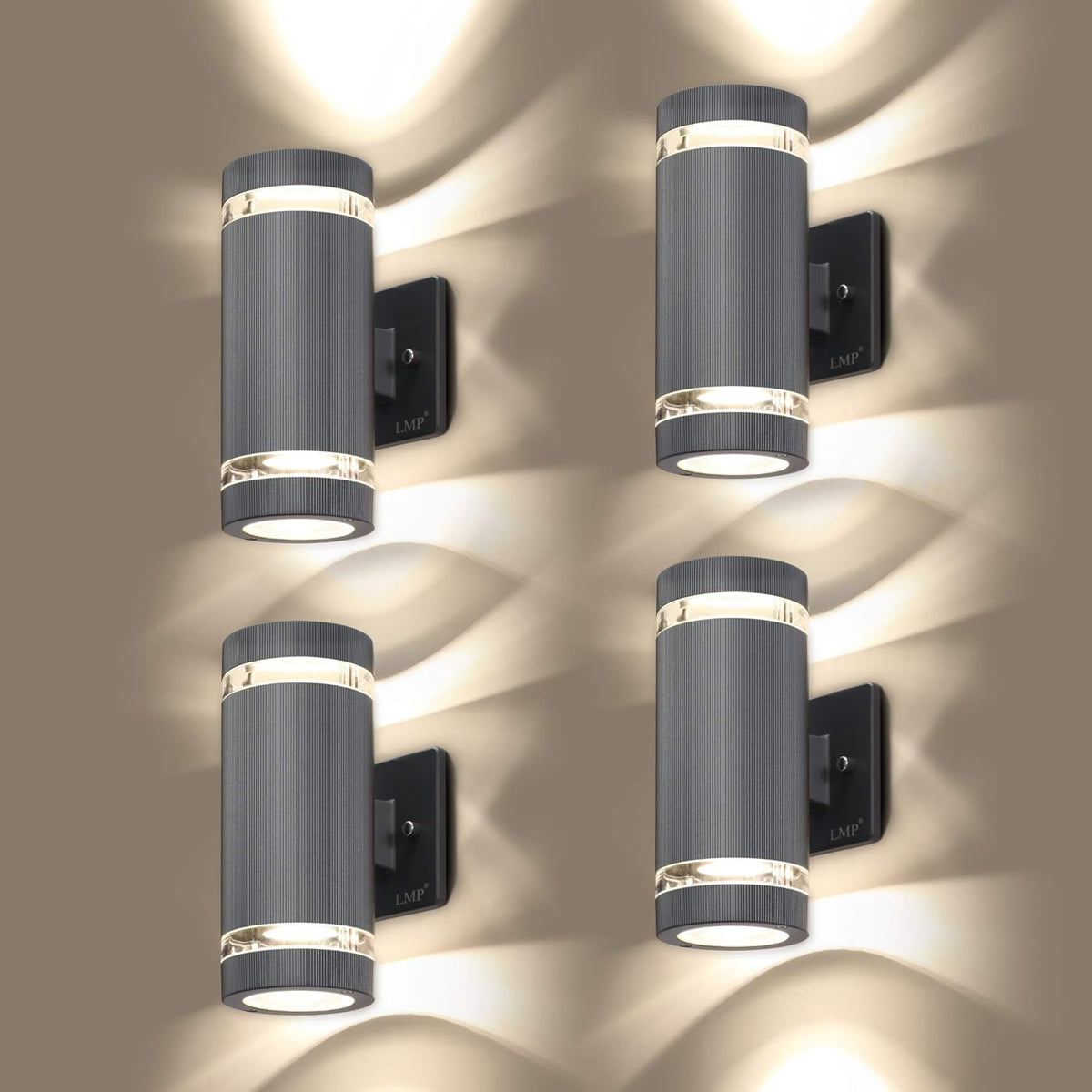 4 Pack LED Outdoor Wall Light Aluminum Waterproof 3000k 5W V596990
