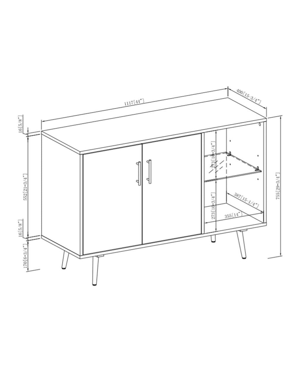44x22 Asymmetrical Buffet A3532