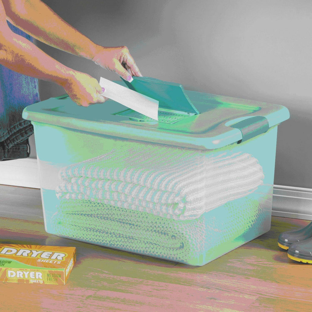 64 Quart Stackable Plastic Storage Box Container 12 Pack P979
