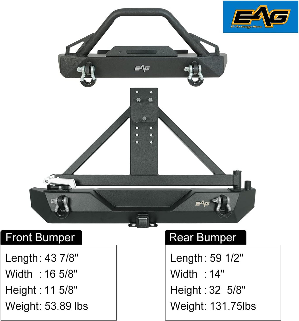 Heavy Duty Front and Rear Bumper with Tire Carrier Combo F8544