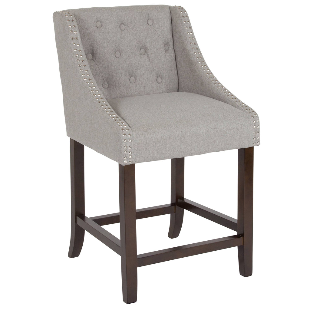Light Gray Fabric Tufted Counter Height Stool G8212