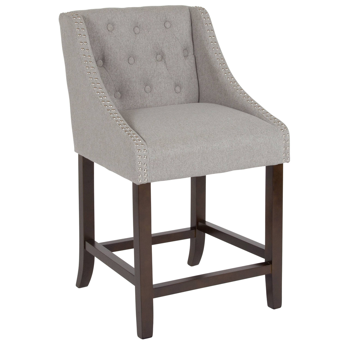 Light Gray Fabric Tufted Counter Height Stool G8212