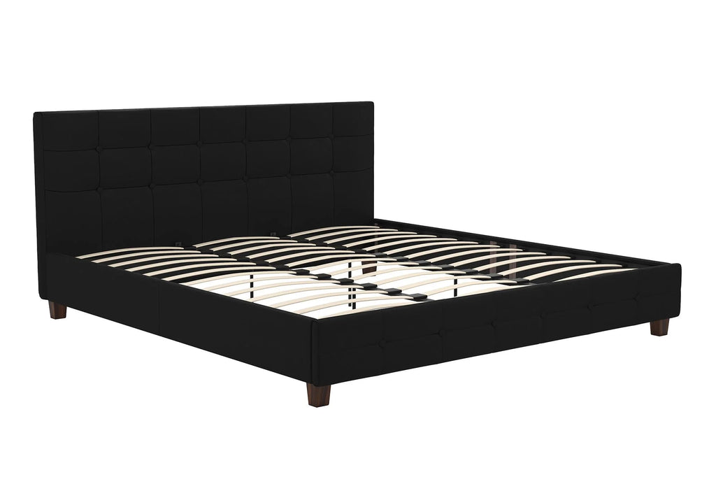 Black Linen King Upholstered Platform Bed Frame K37077